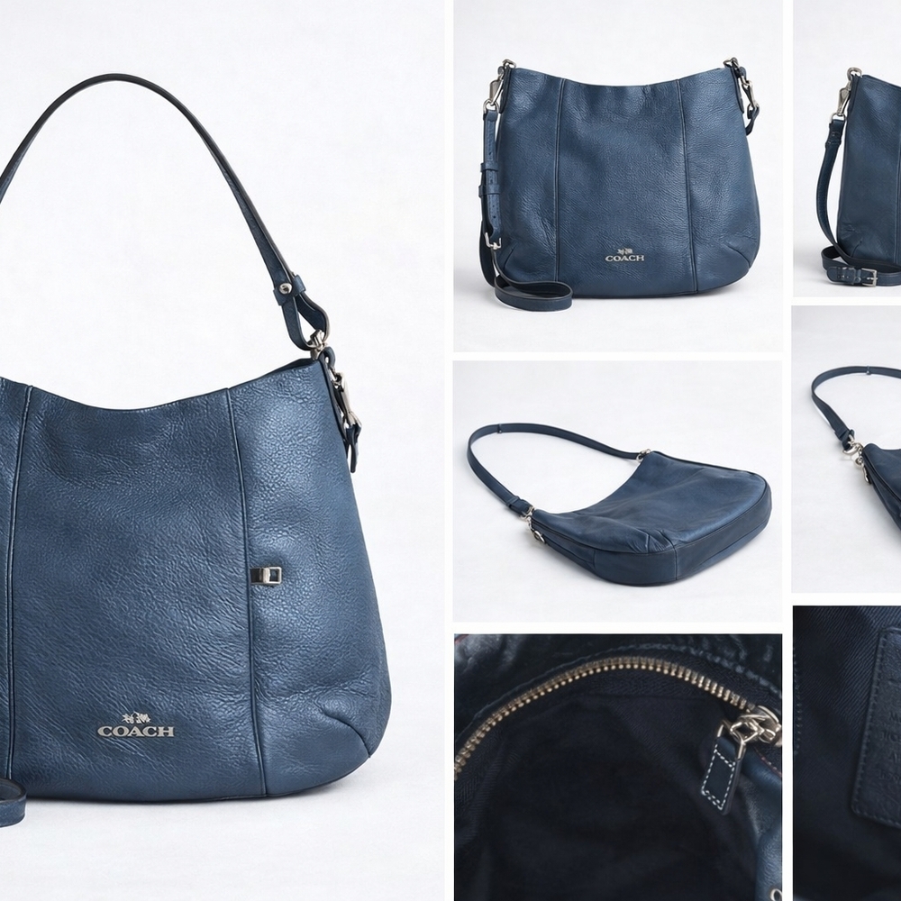 Coach Navy Leather Shoulder Bag